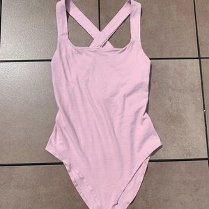 Charlotte Russe Pink Crossback Bodysuit
